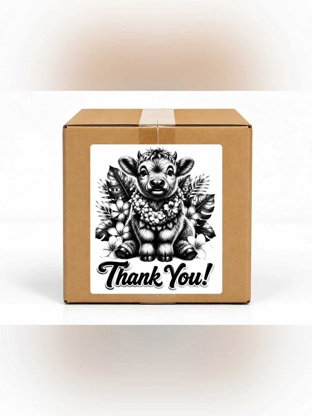 Highland Cow Thank You Stickers-100ct
